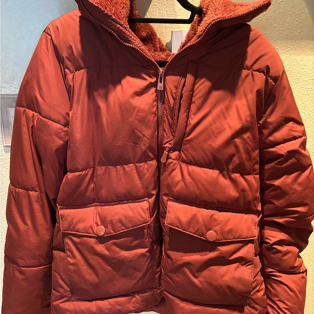 Women's Dark Orange Puffer Jacket